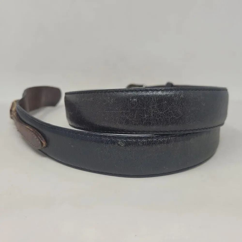 Brighton Belt 36 Black Brown Leather Western Silver Buckle Tip Two Tone Cowboy